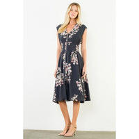 Floral Zipper Midi Dress