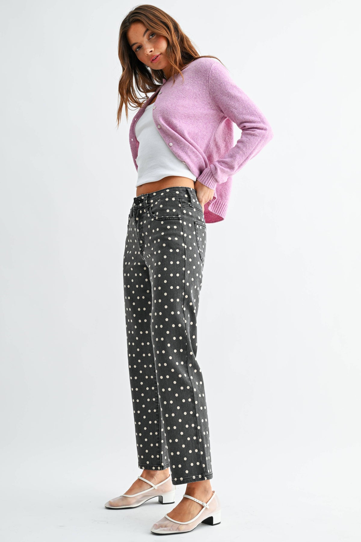 Vintage Straight Polka Dot Jeans