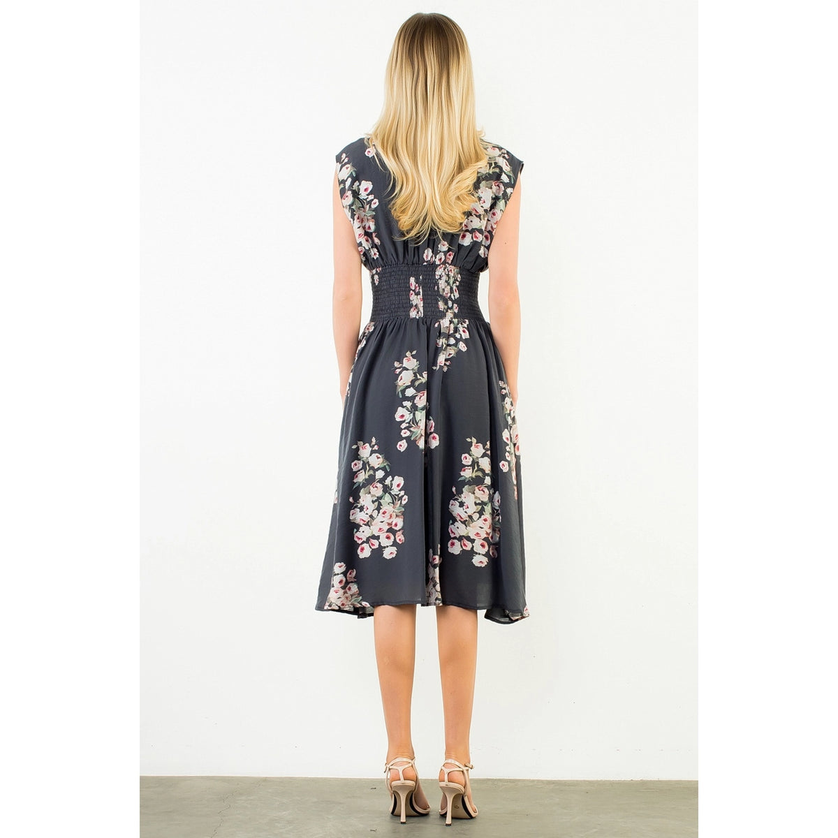 Floral Zipper Midi Dress