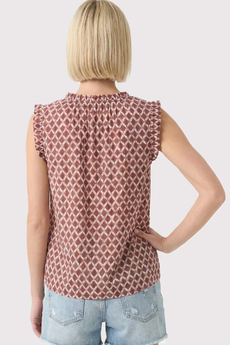 Geo Printed Sleeveless Blouse