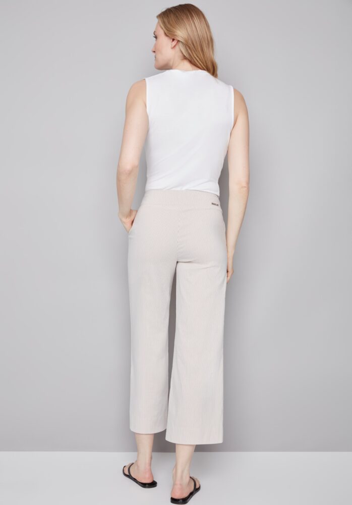 Elizabeth Striped Techno Pant-Beige