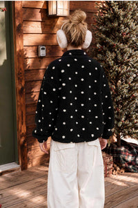 Polka Dot Sherpa Zip-Up Jacket