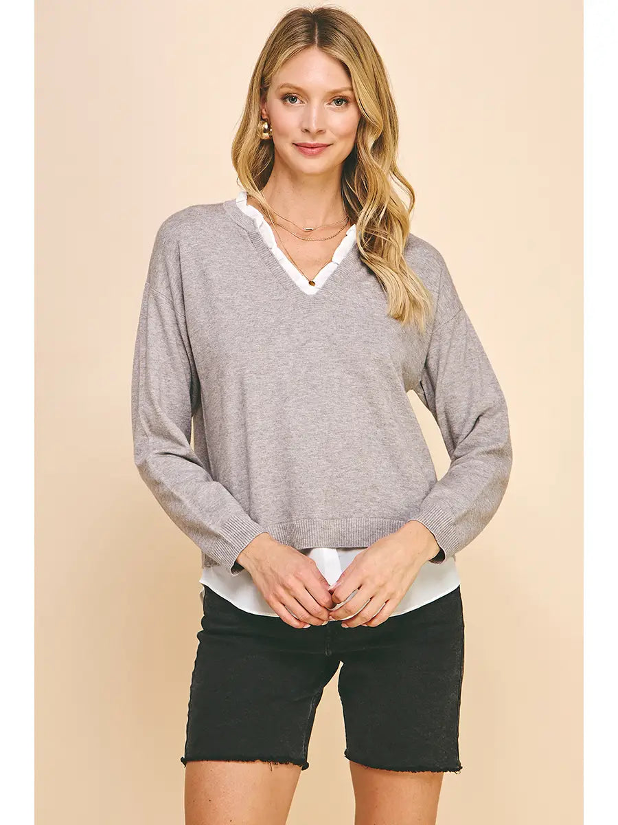 Sweater w/Contrast Blouse insert
