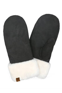 C.C Suede Mitten with Faux Fur Cuff
