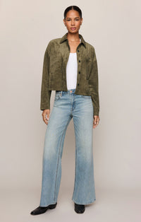 Z Supply All Day Cropped Suede Jacket -Olive