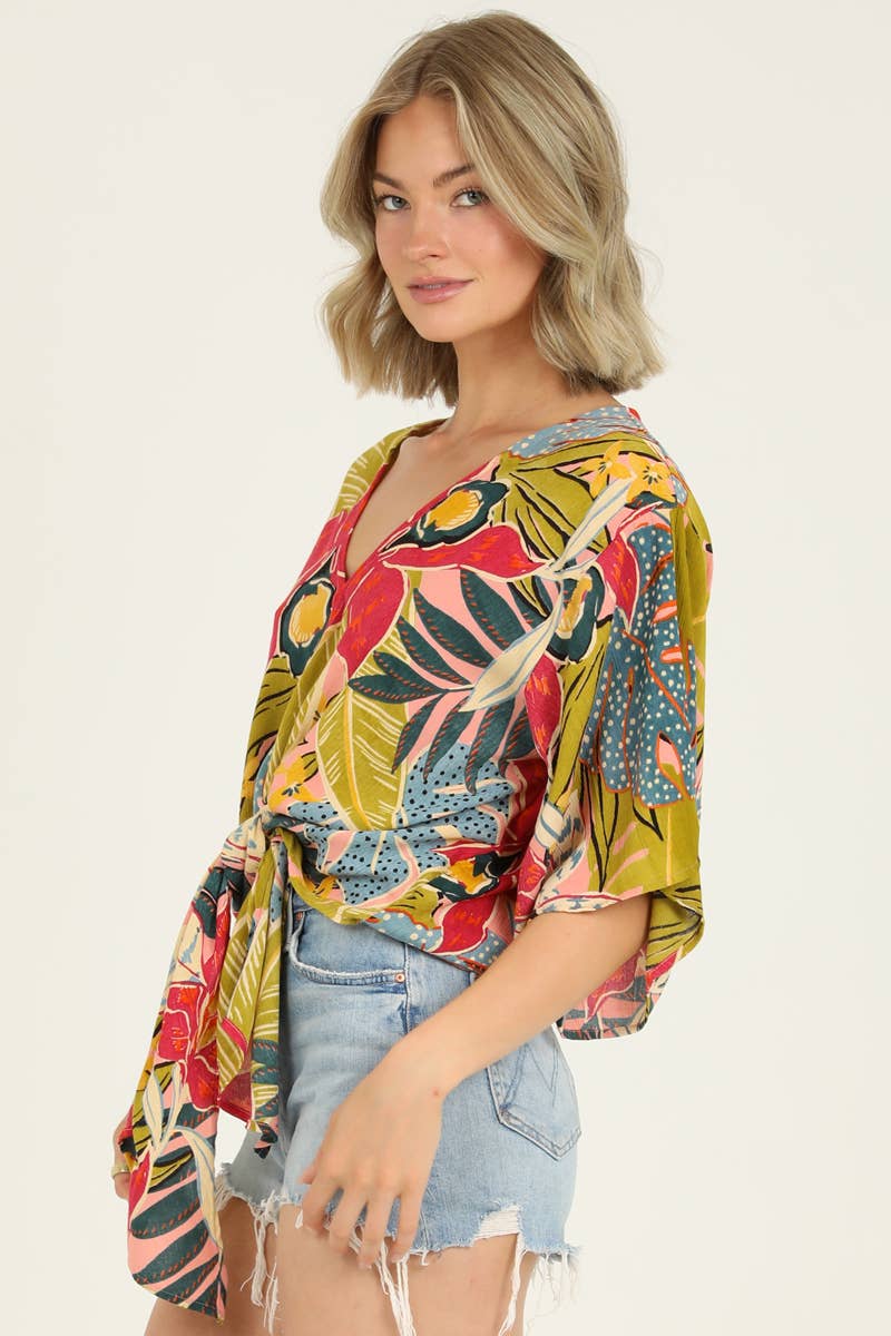 Kimono Tie Waist Blouse