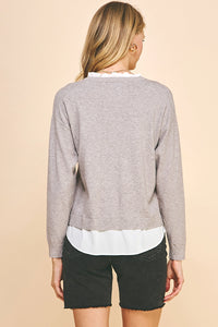 Sweater w/Contrast Blouse insert
