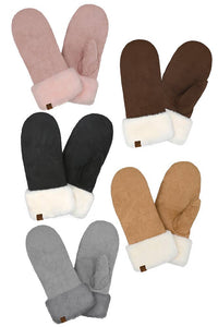 C.C Suede Mitten with Faux Fur Cuff