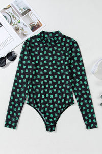 Shamrock Printed Mesh Bodysuit