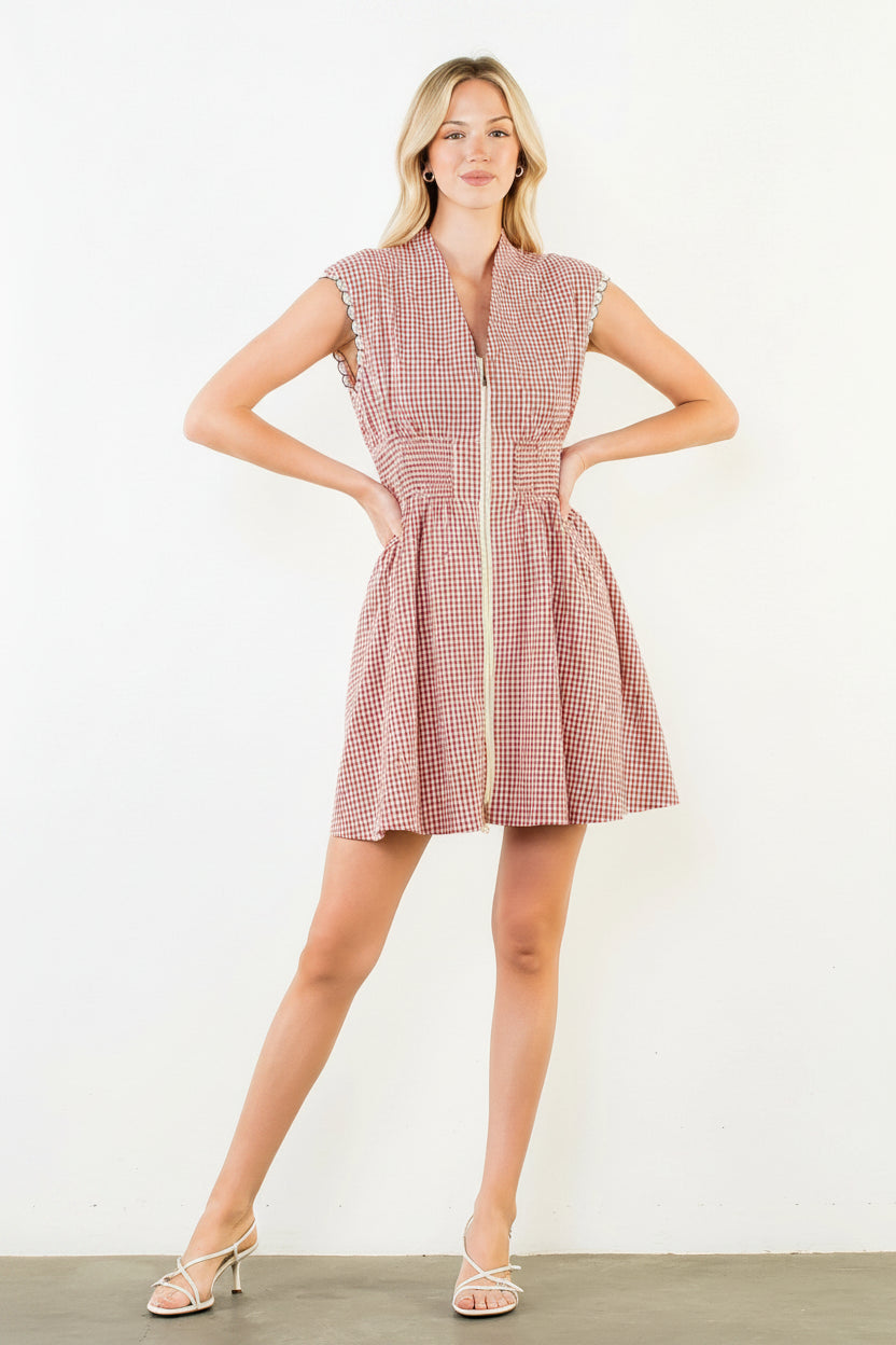 THML Gingham Dress-Red