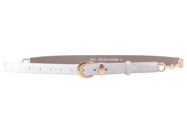 Skinny Croco Belt with Gold Hardware
