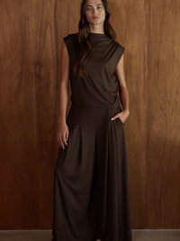 Knit Palazzo Pant-Chocolate