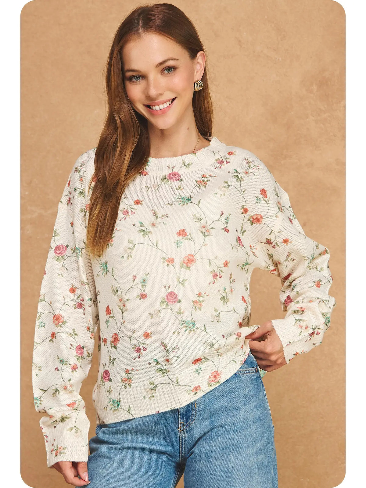 Botanical Floral Print Sweater