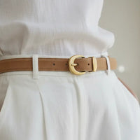 Suede Belt with Curved Gold Buckle