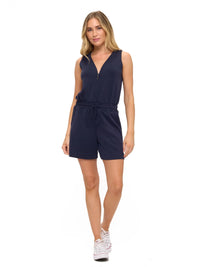 Zip up Scuba Romper-Navy