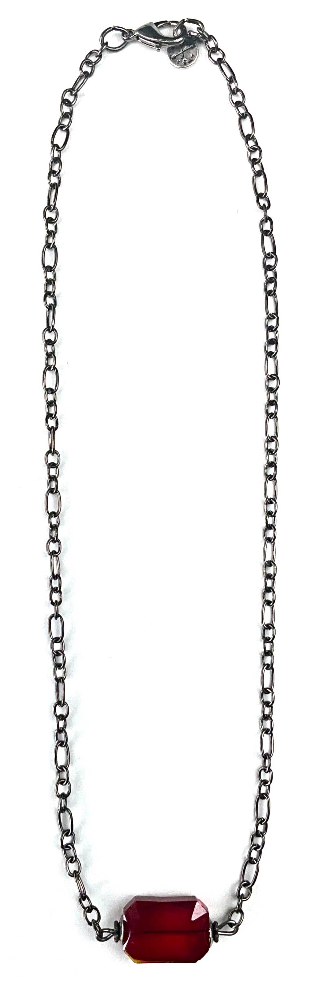 Gunmetal Chain with Ruby Stone