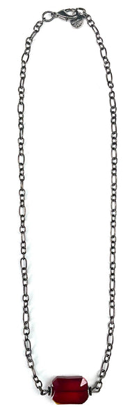 Gunmetal Chain with Ruby Stone