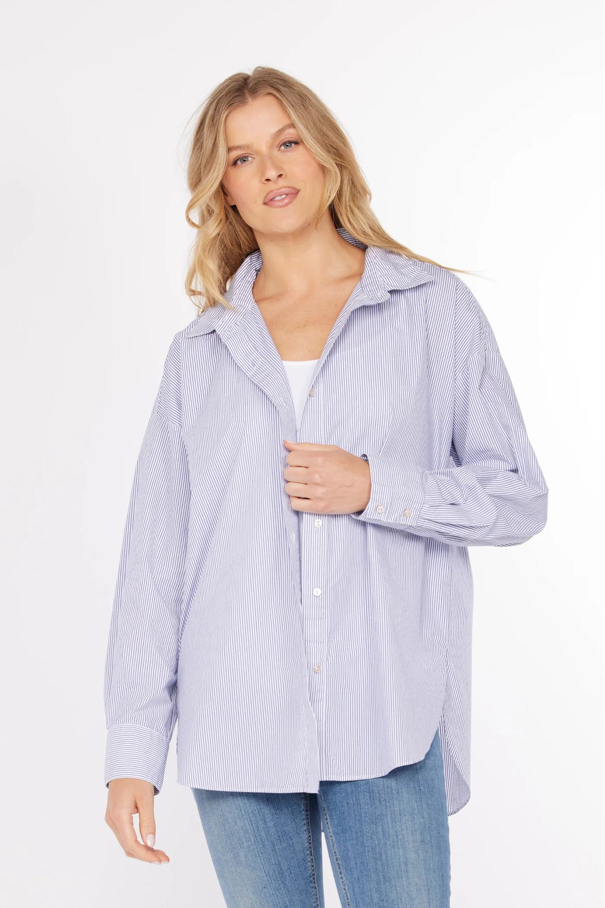 Stripe Button up Top