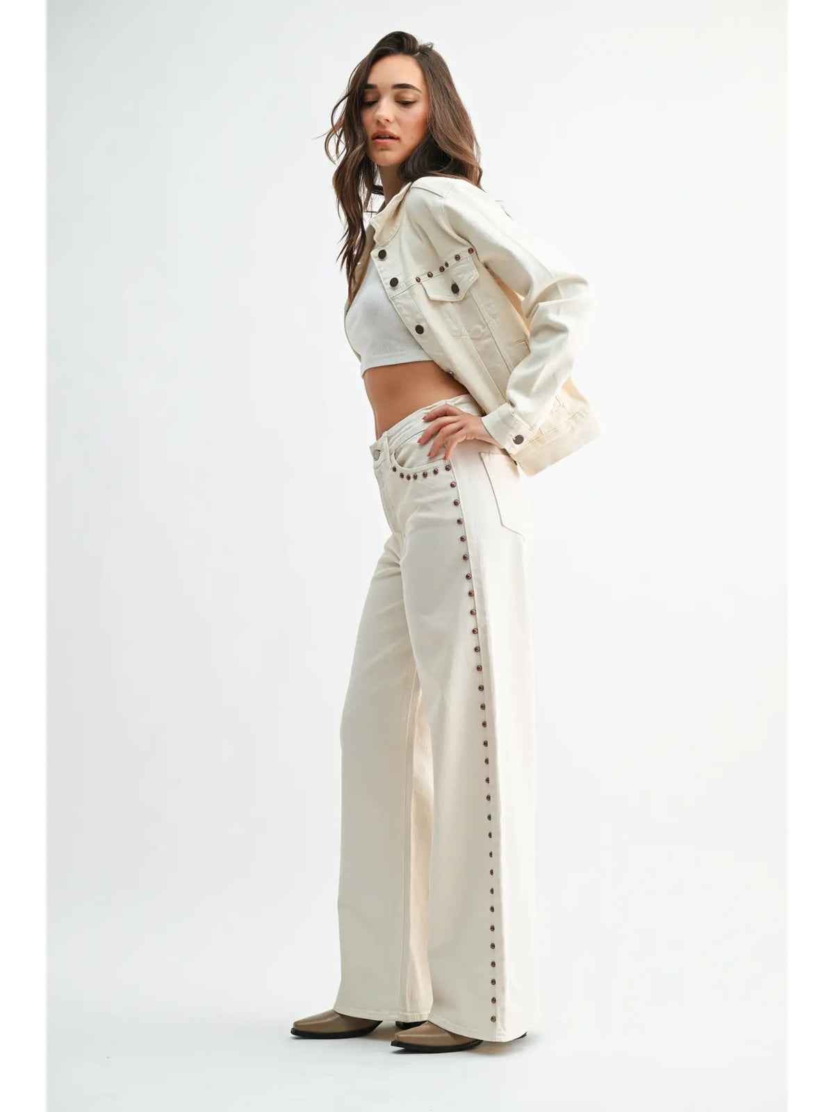 JBD Studded Palazzo Wide Leg Jeans