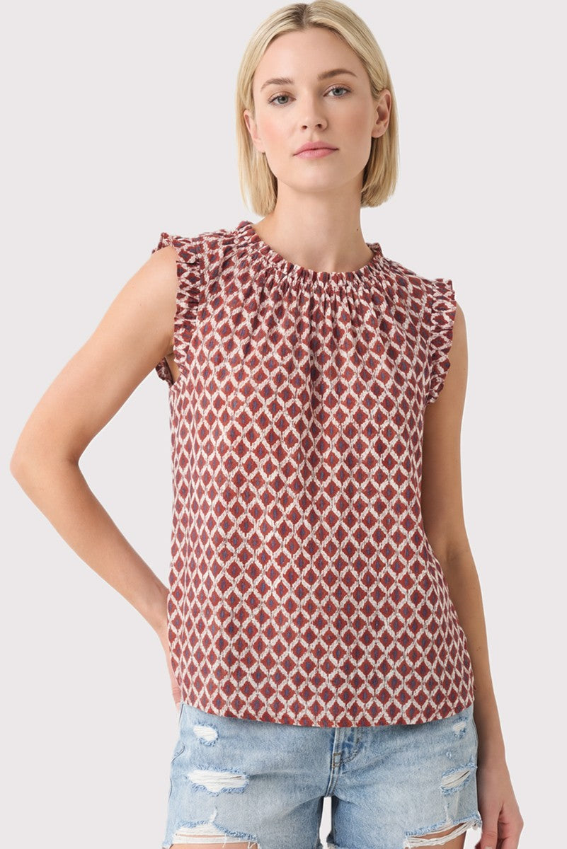 Geo Printed Sleeveless Blouse