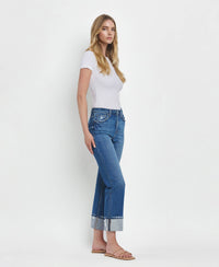 Cuffed Straight Jeans-Daphne