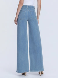Tie Waist Palazzo Jeans-Medium Wash