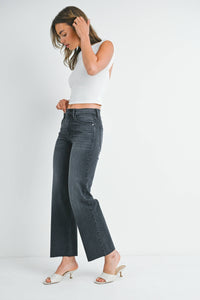 Slim Palazzo w/ Scissor Cut-Washed Grey