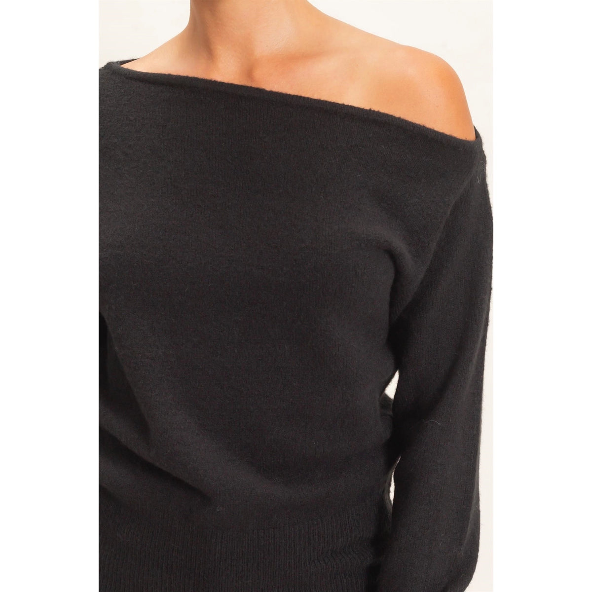 Off the Shoulder Sweater Top-Black