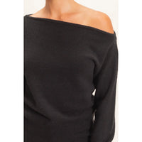 Off the Shoulder Sweater Top-Black