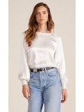 Satin Front Raglan Crew-Pearl
