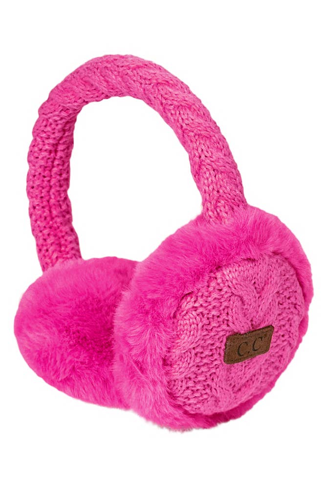 C.C Cable Knit/Fur Earmuff
