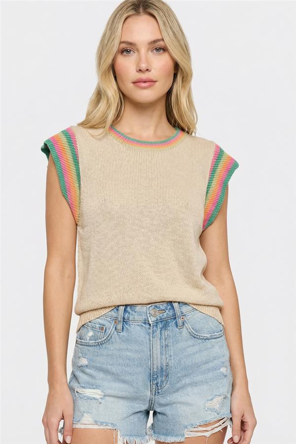 Multi Accented Flutter Sleeve Top