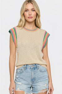 Multi Accented Flutter Sleeve Top