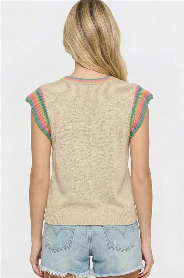 Multi Accented Flutter Sleeve Top