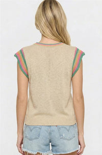 Multi Accented Flutter Sleeve Top