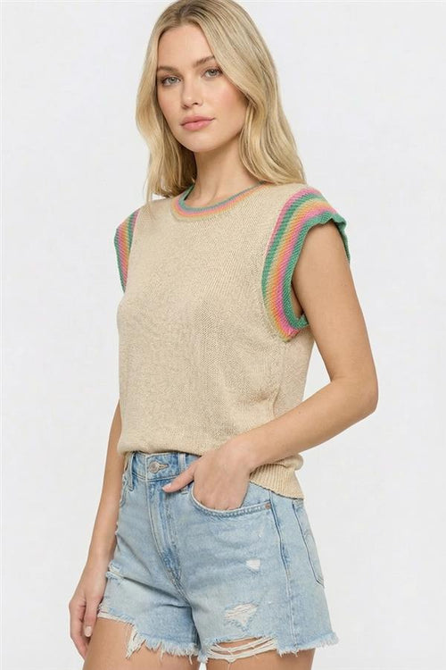 Multi Accented Flutter Sleeve Top
