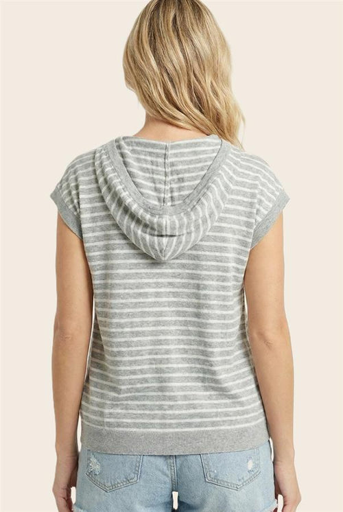Short Sleeve Stripe Hoodie