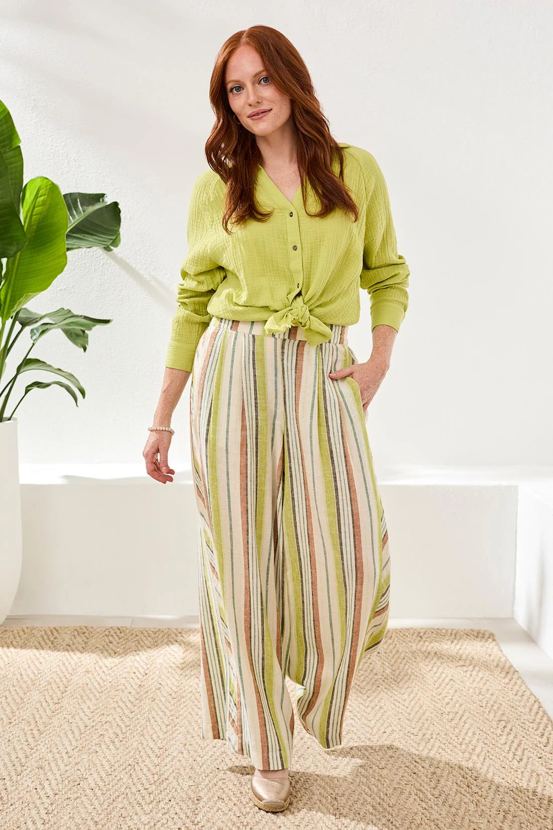 Tribal Pull On Flowy Wide Pant