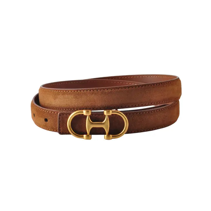Horsebit Buckle Suede Leather Belt