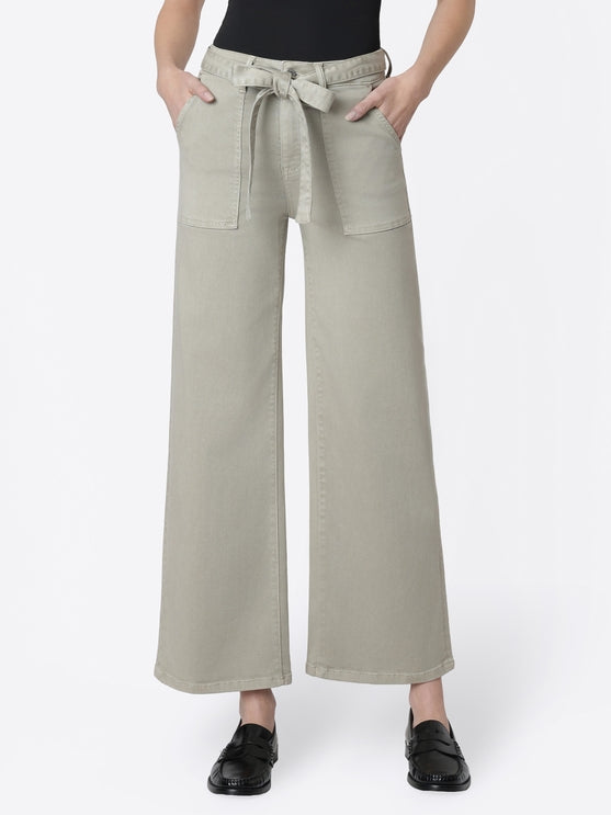 Self Tie Belt Wide Leg Jeans