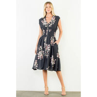Floral Zipper Midi Dress