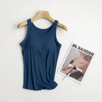 Soft Rib tank top w built in bra-Darkblue