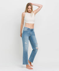 Distressed Straight Leg Jeans