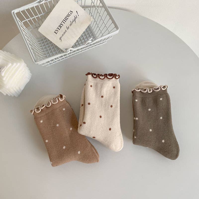 Polka Dots Ruffle Crew Socks