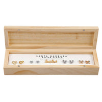 Boxed Earring Set - Hearts: Pine Wood, Zinc Alloy, Glass / 7.5 W x 2 H x 1.25 D