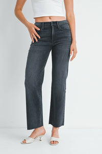 Slim Palazzo w/ Scissor Cut-Washed Grey