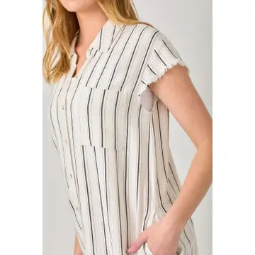 Striped Fray Hem Dress