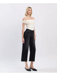 Raw Hem Crop Slim Wide Jeans