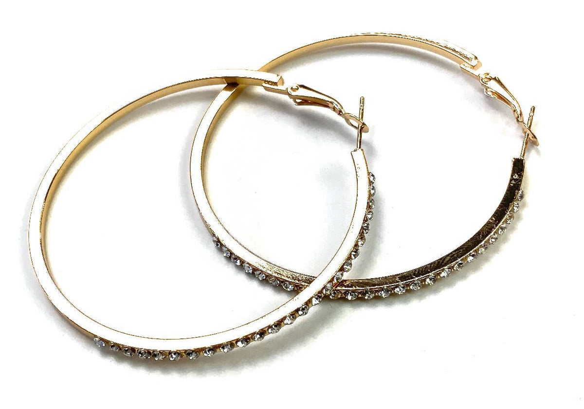 Blinged Hoop Earrings -Gold