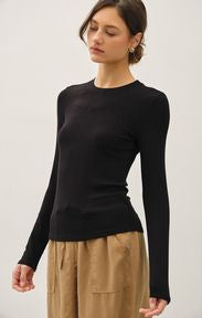 Ribbed Classic Crewneck Long Sleeve Tee